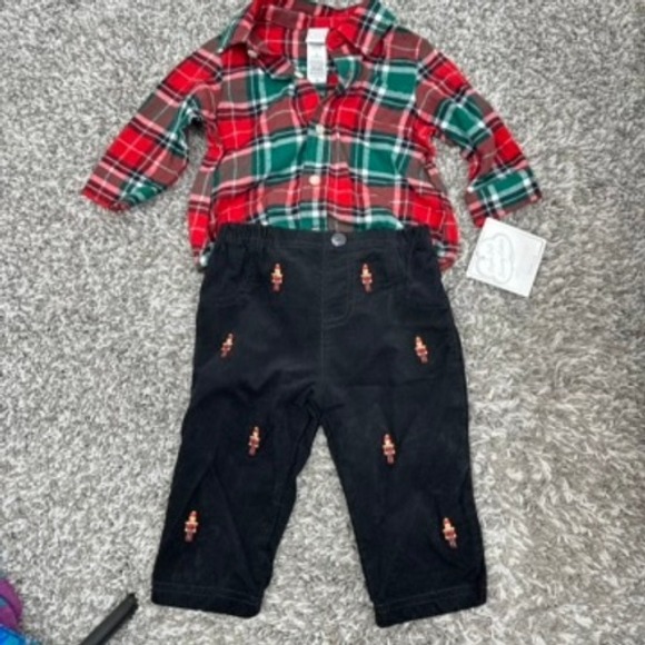Little Me 6M Baby Holiday Outfit Flannel Shirt Corduroy Nutcracker Pants Set NWT - Picture 11 of 11